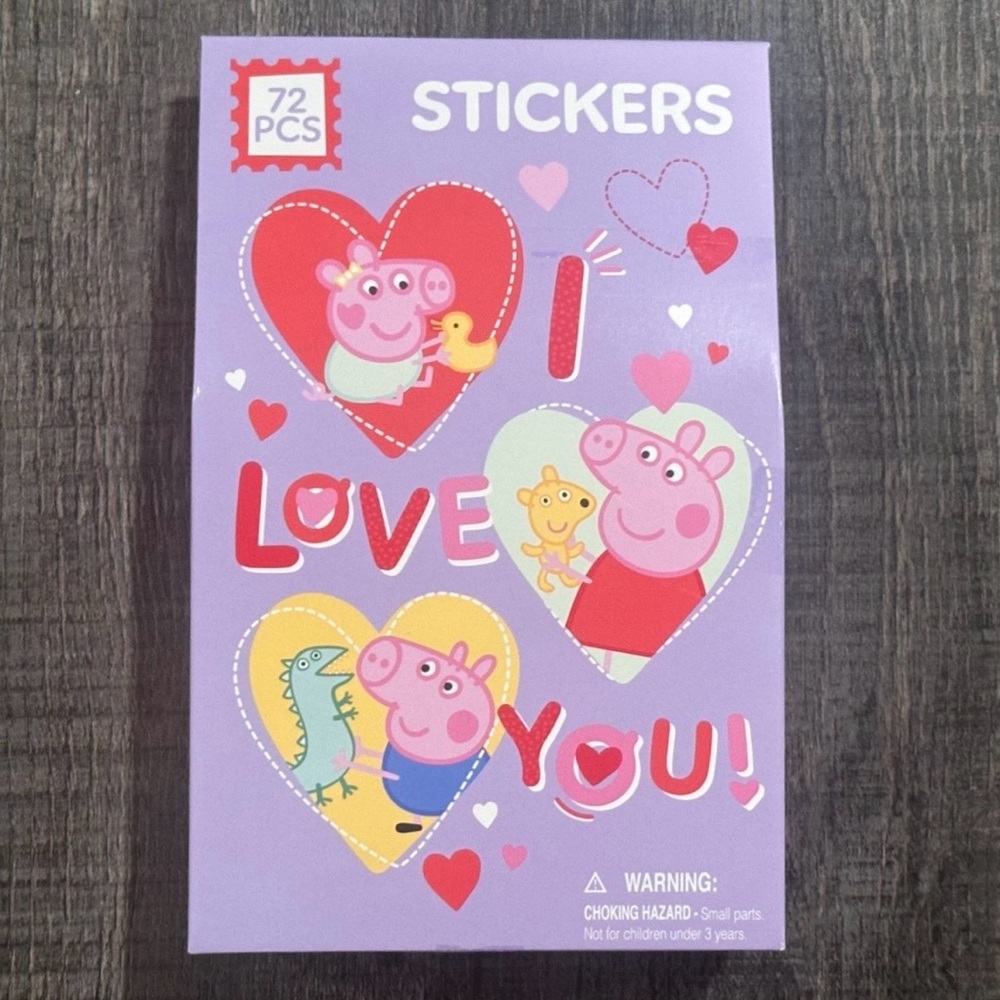 💞 New Package of 72 Peppa Pig I Love You Stickers